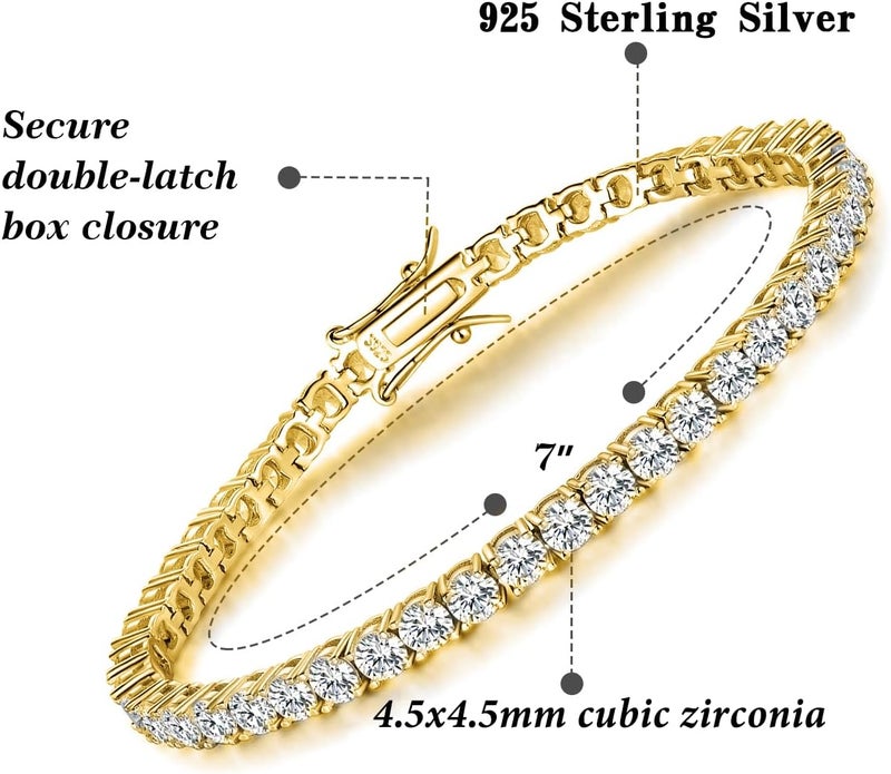 TIKJE 925 Sterling Silver 2-7mm Cubic Zirconia Classic Tennis Bracelet | White Gold Bracelets for Women | Size 6-8.5 inches - Image 2